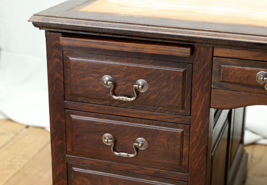 English Oak Pedestal Desk